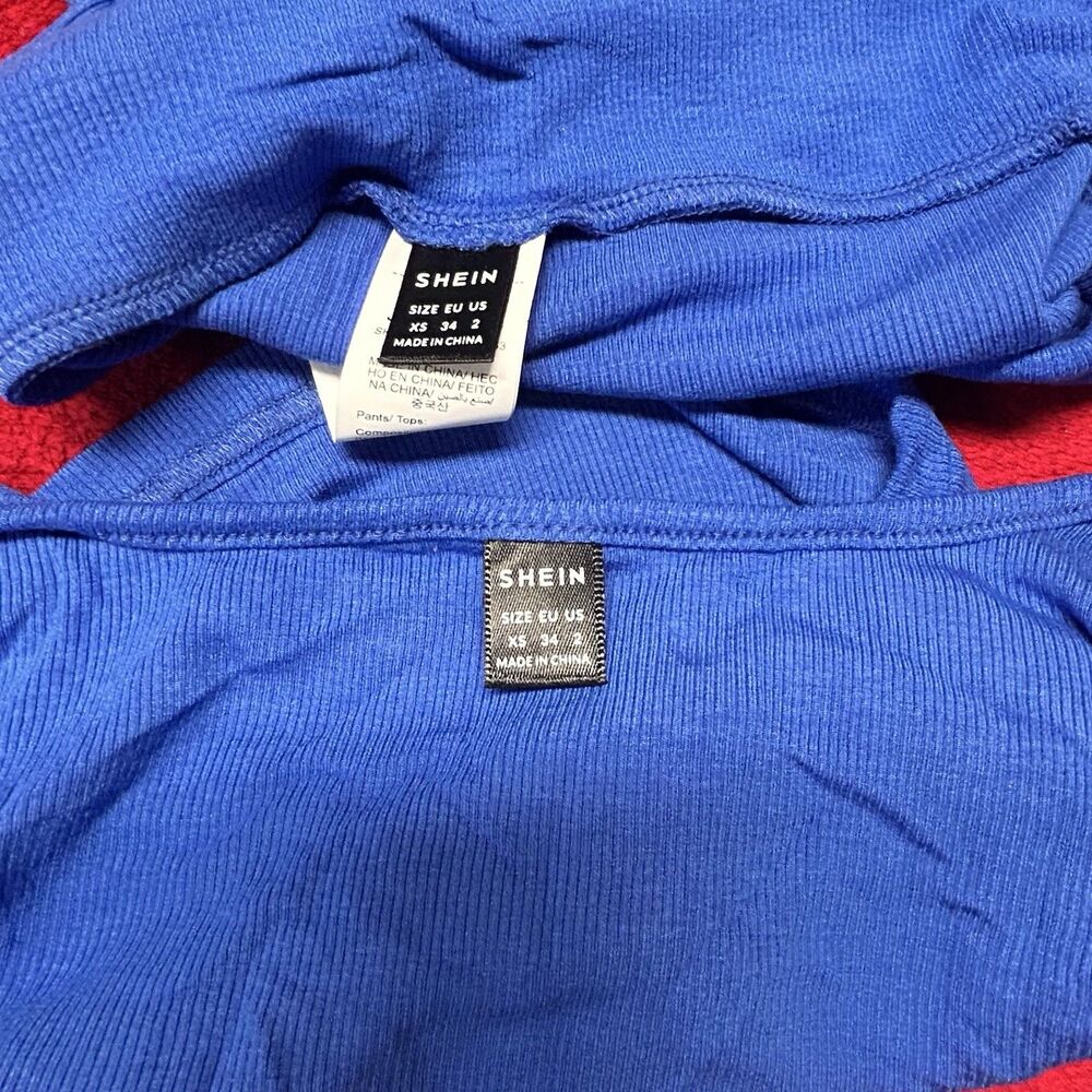 Blue Ribbed Lounge Set Crop Tank Shorts Co Ord XS - Picture 9 of 9